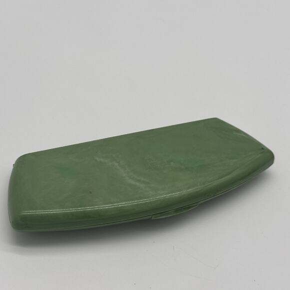 VTG Deltah Jewelry Presentation Box Green Celluloid Vanity Jadite Braun-Crystal - Picture 4 of 7